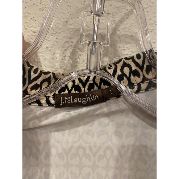 J McLaughlin Shirt Womens Large Long Sleeve V Neck Stretch Pattern Top Blouse - Picture 3 of 5